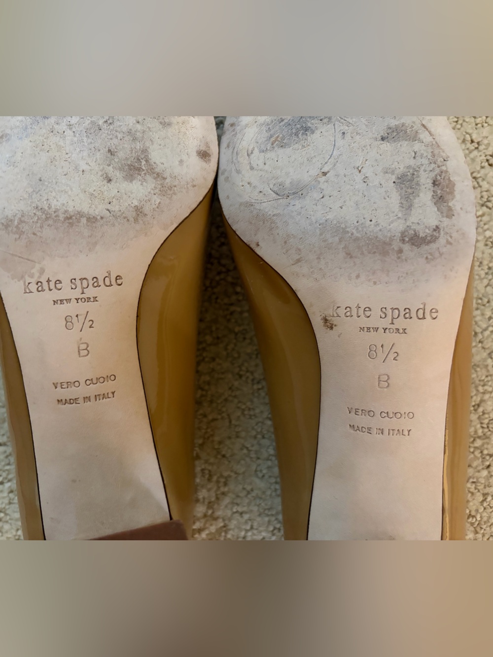 kate spade Tan Patent Leather Jeweled Toe Pumps - Picture 9 of 9